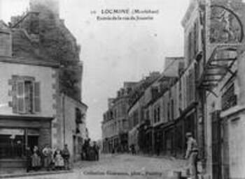 Carte postale ancienne Locminé entrée rue de Josselin boucherie le gal©Club photo Locminé web